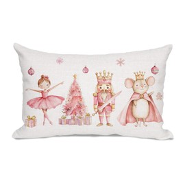 AOFANGGO Christmas Pillow Cover 12x20 Pink Throw Pillow Case Winter Holiday Decorative Xmas Cushion Cover Outdoor Farmhouse,Living Room Couch Sofa Home Décor Lumbar