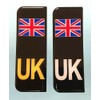 Gelz Domed Union Jack Black UK Vehicle Number Plate Stickers