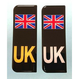 Gelz Domed Union Jack Black UK Vehicle Number Plate Stickers