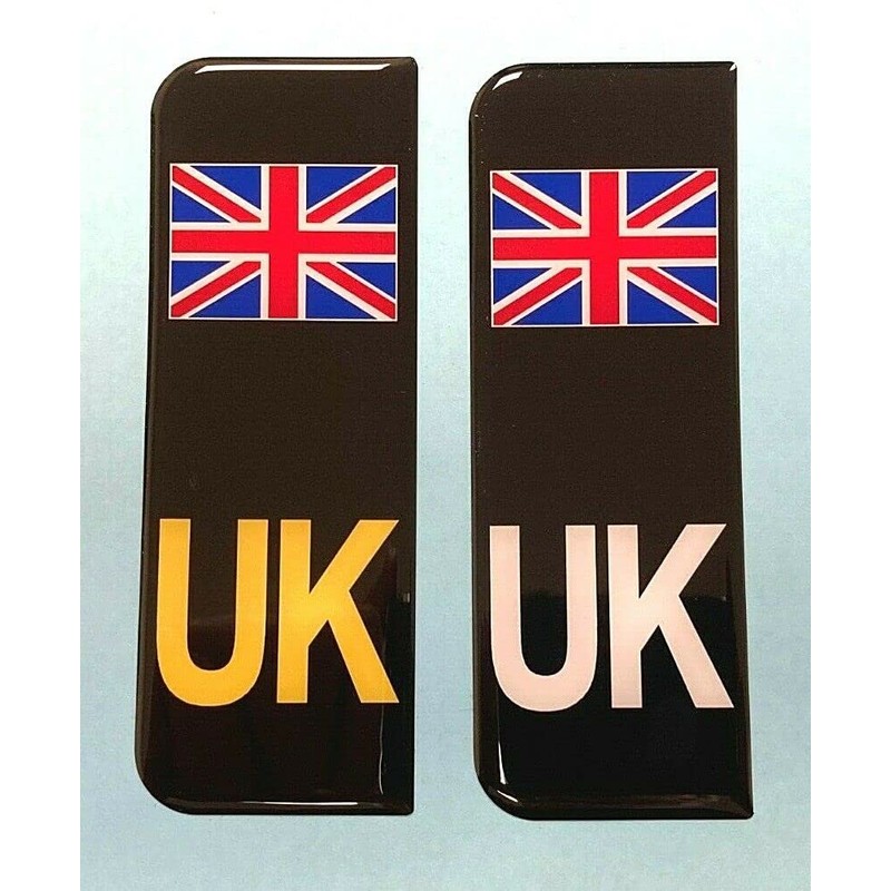 Gelz Domed Union Jack Black UK Vehicle Number Plate Stickers
