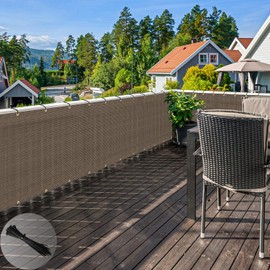 ECOOPTS 2.5'x116' Balcony Privacy Fence Screen with Zip Ties, Outdoor UV Protection Fence Cover for Balcony Porch Patio Deck Yard (Brown)