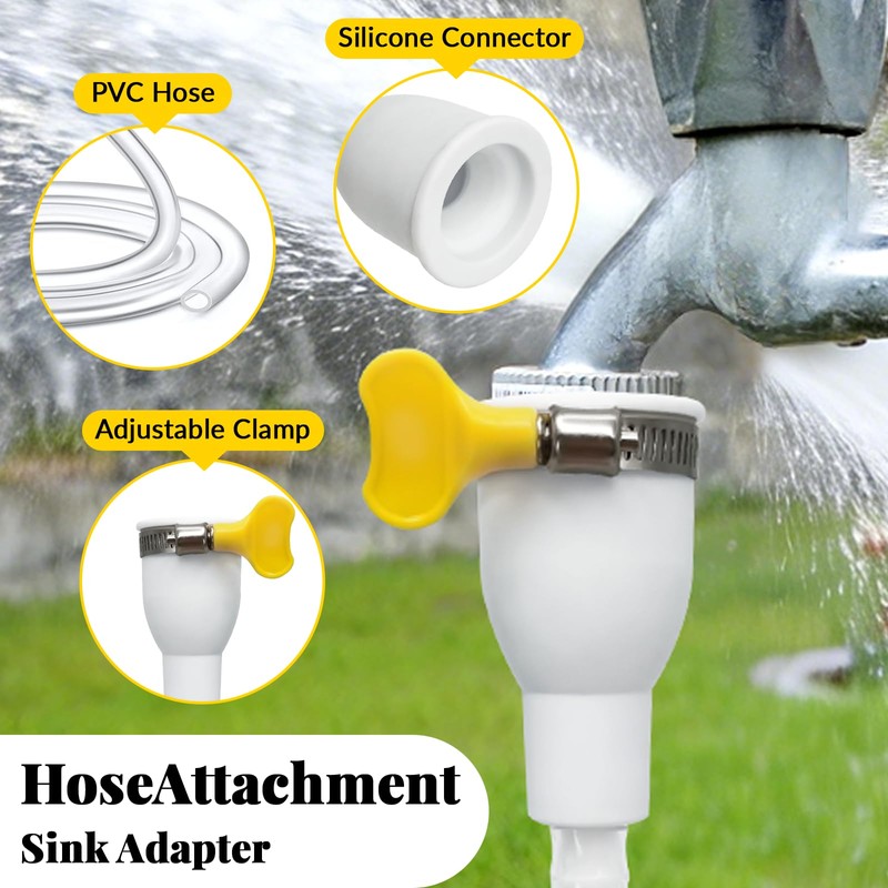 Faucet Hose Adapter for Sink, 10 FT Transparent PVC Extra