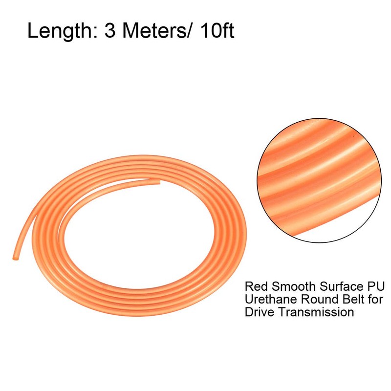 sourcing map 10ft 3mm PU Transmission Round Belt High-Performance Urethane