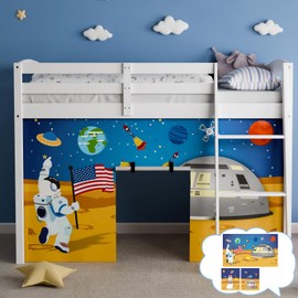 YRDKB - Litera de astronauta – Cortinas premium y personalizables de dibujos animados para niños para mejorar la creación imaginativa cortinas de recámara (3 piezas, individuales)