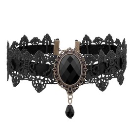 Luckious Brand Gothic Lace Choker Necklace for Women - Elegant Rhinestone Collar with Steampunk and Punk Accessories