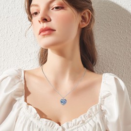 Women's Tree of Life Necklace 925 Sterling Silver Mother Children Daughter Son Tree of Life Family Heart Pendant Jewellery Gifts for Mum Children Girls, Sterling Silver, No Gemstone