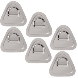 TOBWOLF 6 Pack 3.54" / 9cm Stainless Steel D-Ring Patch for Inflatable Boat Kayak Dinghy SUP, Triangular D-Ring PVC Patch Stand-Up Paddleboard Canoe Rafting Accessories, NO Glue Included - Grey