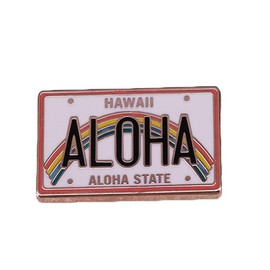 Broche pin insignia "ALOHA" arco iris, broche esmaltado, pin de solapa, accesorios esmaltados, bolsa de ropa, elemento animación, Metal, plateado