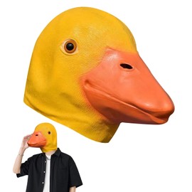 WUFGWBD 1 Piece Duck Head Hood, Yellow Duck Mask Cover, Soft Latex Hood, Funny Animal Mask, Holiday Party Prop Decoration