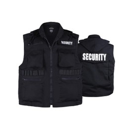 BACKBONE Men's Security Vest with SECURITY Embroidery - Durable 8-Pocket Uniform for Event Management, Black - Size L