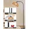 Rattan Floor Lamp- Modern Black Standing Floor Lamps with Remote