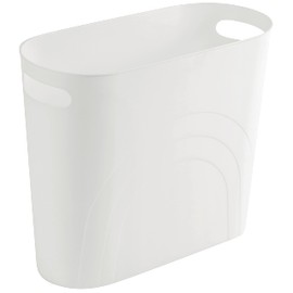 rejomiik Small Bathroom Trash Can, 3.5 Gallon Slim Garbage Can, White