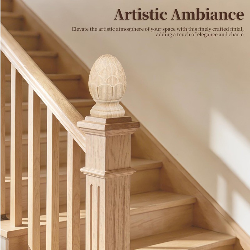 Pineapple Wood Finial for Stair Post, Wood Pineapple Finial