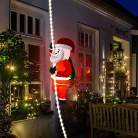 Christmas Inflatables Decorations Outdoor 2.7FT Climbing Santa Claus with 9.8FT LED Rope Lights Hanging Xmas Tree Decor with Memory Timer Plug for Window Porch Garden Home Eave Indoor Ornament Gifts