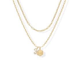 PAVOI 14K Yellow Gold Plated Initial Letter Pendant Layered Necklace for Women - Alphabet Letter Statement Layering Necklace - Letter Y, Yellow Gold, Cubic Zirconia