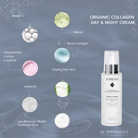Face Cream Retinol/Collagen Organic 100 ml Day/Night | Anti-Wrinkle Moisturising Hyaluronic Acid, Vit C+E, Oligopeptides, Aloe Vera, Jojoba Oil | Men/Women | Anti-Ageing Natural Cosmetics | Italy