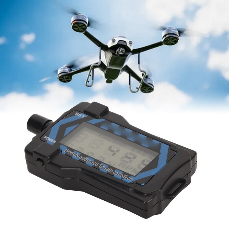 LED Handheld Tachometer Blue Backlit High Accuracy Easy Operation Propeller