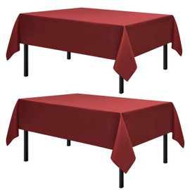 Romanstile Christmas Rectangle Tablecloth, 2 Pack 60 x 120 Inch, Stain and Wrinkle Resistant Washable Polyester Table Cover for Dining Table and Holiday Parties, Burgundy
