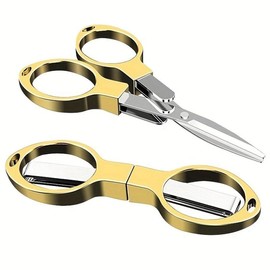 Portable Stainless Steel Folding Scissors, Mini Safety Multifunctional Retractable Scissors,¬†Office Accessories, Cutting Tool for Office School Travel:_Golden_one-size