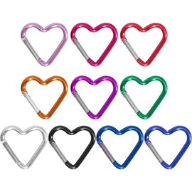 2Pcs Heart-Shaped Carabiner Clips, Durable Aluminum Alloy Keychain Clips for Camping, Backpack, Keys and Water Bottles, Accessories (Pink)