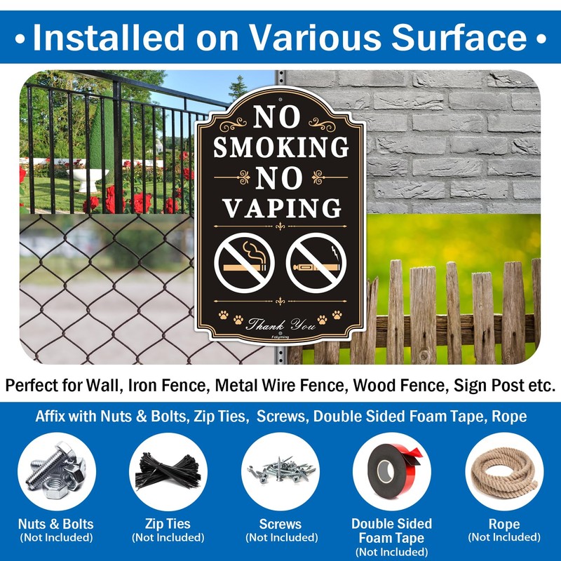 No Smoking No Vaping Signs 12 x 8 Inches No