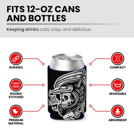 Evil Coffee Soft Can Cooler - Born to Ride Drink Sleeve, Moto Can Cooler & Can Covers for Action Sport Coffee Enthusiasts, Pop Culture Skeleton Drink Cooler for Motocross Riders