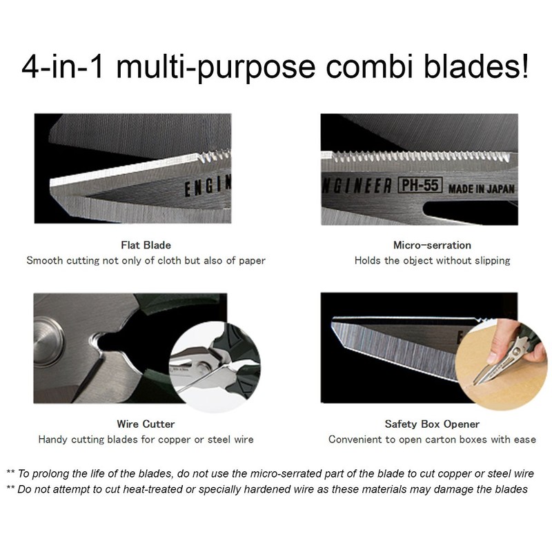 Versatile compact multi-function scissors with 4-in-1 combi blade - cuts