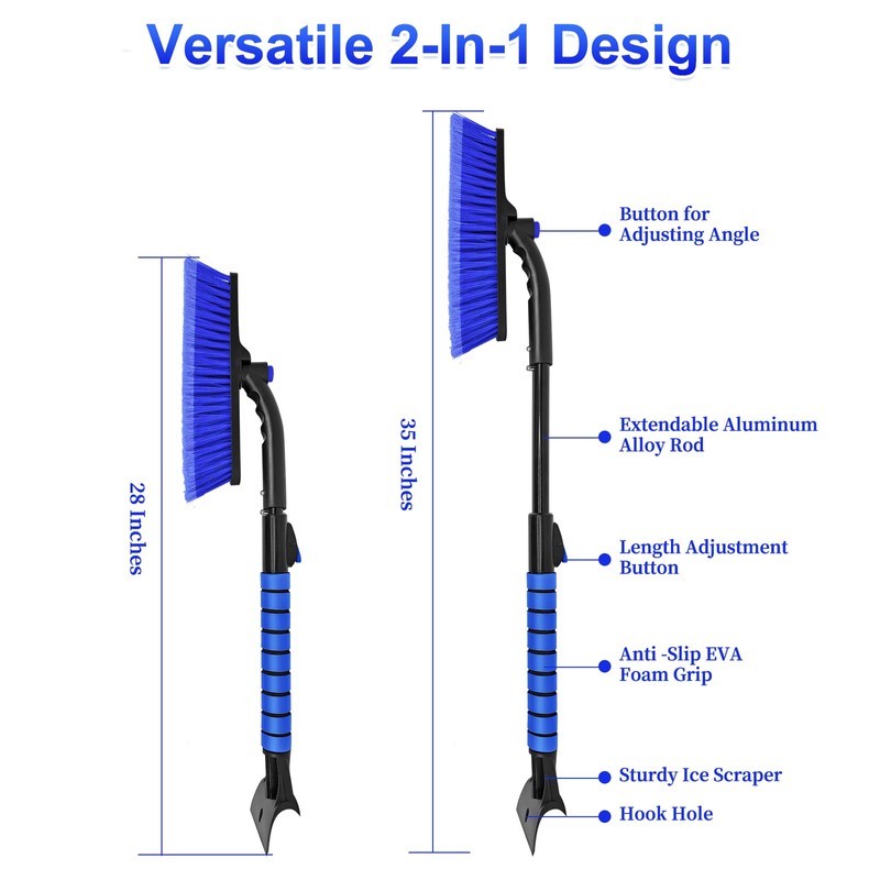 SEAAES 35 Inch Ice Scraper and Snow Brush for Car