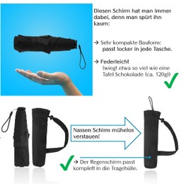 Sternenfunke Mini Umbrella Small 120 g Light Diameter 90 cm Black, black