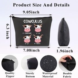 PLITI Funny Math Teacher Gifts Cow Lover Makeup Bag Mathematics Lover Gift Math Geek Gift Cowculus Math Puns Gift (Math Cow bagblCA)
