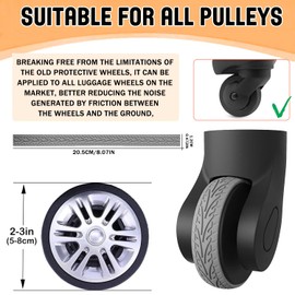 10 Pcs Luggage Wheels Covers Silicone, Suitcase Wheel Covers, Cuttable Silicone Luggage Wheel Protector, Silent Noise Reduction Shock for Spinner Wheel Suitcases or Office Chair Caster Black P