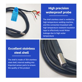 Fafeicy SHT35 Temperature Humidity Sensor Probe, IP67 Waterproof Stainless Steel 304 Housing, 150 cm Cable Length, for Computer Room Monitoring, Weather Station, Warehouse, Construction Site (SHT35)