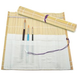 Bambus-Pinseltasche Rolltasche Maltasche | mit 10 Fächern | 33 x 36 cm ?