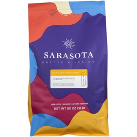 Sarasota Coffee Whole Bean Signature House Breakfast Blend | Medium Roast Gourmet Coffee Beans | Low Acid, Mold Free, Specialty Grade Bulk Beans | 5lb (80 oz)