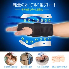 Mekarsoo Wrist Supporter, Wrist Fixation, Ventilation Supporter, Wrist Protection, Sprains, Carpal Tunnel Syndrome, Tendonitis, Fracture Supporter, Lightweight, 2 Aluminum Plates, Adjustable, One Size Fits Most, Unisex (Right Hand)