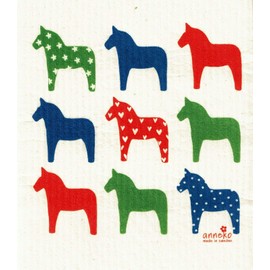 Anneko Swedish Dishcloth/Sponge Cloth Designs Made in Sweden Multicolor Dala Horse (2-pk Multicolor Dala Horse)