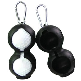 Emsing SID05-BK Golf Ball Case, 8 Colors Available, Includes 2 Carabiners, Easy to Insert, Colorful Gift, Father's Day Present, 2 Balls, Lightweight, Golf Ball Storage, Mini Holder, Not Disturbing