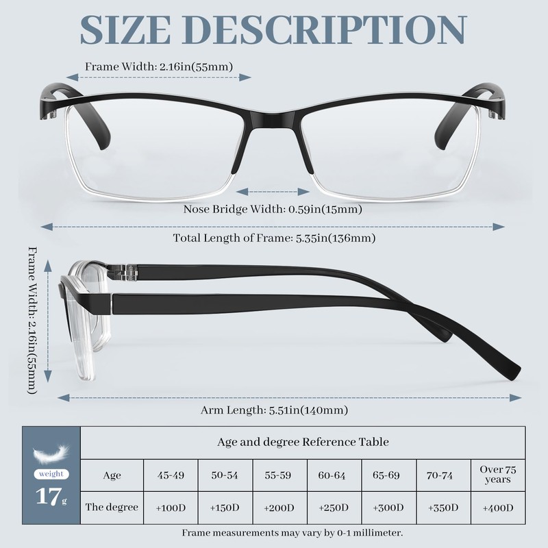 LUFF 6Pack Blue Light Blocking Reading Glasses Men Women-Ultra-Light Unbreakable