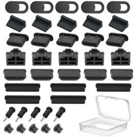 40PCS USB Port Cover, Silicone Anti Dust Cover Dust Plugs Caps for Computer Camera, USB, USB C, RJ45, HDMI, SD Port, Headphones Port, Audio Port (8 Types)