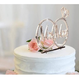 Decoración para tarta de boda de Mr & Mrs con diamantes de imitación para bodas, compromisos, despedidas de soltera (dorado)