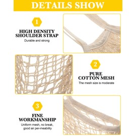 Woanger 24 Pcs Reusable Cotton Mesh Produce Shopping Bags Washable Grocery Bag Net Portable Fruit and Vegetable Bag Cotton String Bags Long Handle Net Tote Organizer (Long Handle)