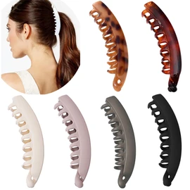 Eyegla Pack of 6 Large Banana Clips Hair Colourful Banana Clip Banana Hair Clips for Thick Hair, Non-Slip Ponytail Holder Clip for Women