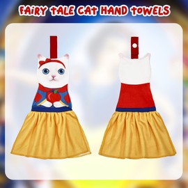 DaisyJoy Cat Funny Hand Towels for Bathroom Kitchen - Cute Decorative Cat Decor Hanging Washcloths Face Towels(White Princess)