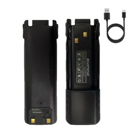 WINDINGTOK BL-8 UV-82 Two Way Radio Li-ion Battery 7.4V USB-C 3800mAh Enlarge Rechargeable Battery Compatible with UV-89 GMRS MK3 MK5 MURS-V1 V2 Walkie Talkiess with Type-C Cable