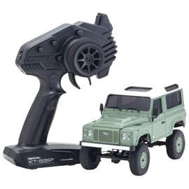 Kyosho 32527GR Radio Control Electric Crawling Car Minute 4 x 4 Series Ready Set Land Rover Defender 90 Heritage Grassmia Green/Alaska White