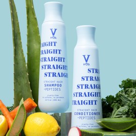 V&Co. Beauty Straight Hair Moisturizing Shampoo with Peptide Technology, 12 oz