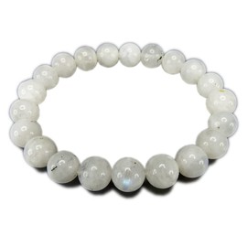 Stone Street Moonstone with Black Dots, Less Than 0.4 inches (10 mm), Natural Stone, Lover's Stone, Bracelet, Prayer Beads, Inner Circumference: Approx. 6.6 inches (168 mm), Stone, moonstone