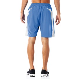 HMIYA - Pantalones cortos casuales para hombre, de secado rápido, para correr o entrenar en el gimnasio, con bolsillos con cierre, Azul lago, 3X-Large
