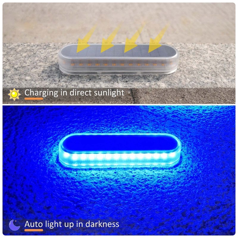 Lacasa Solar Dock Lights Marine 4-Pack - Solar Powered Blue