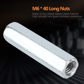 Coupling Nut, 5pcs M6 * 40 Long Rod Nut Hex Hexagonal Sleeve Nut Sleeve Nuts Standoff Threaded Fasteners